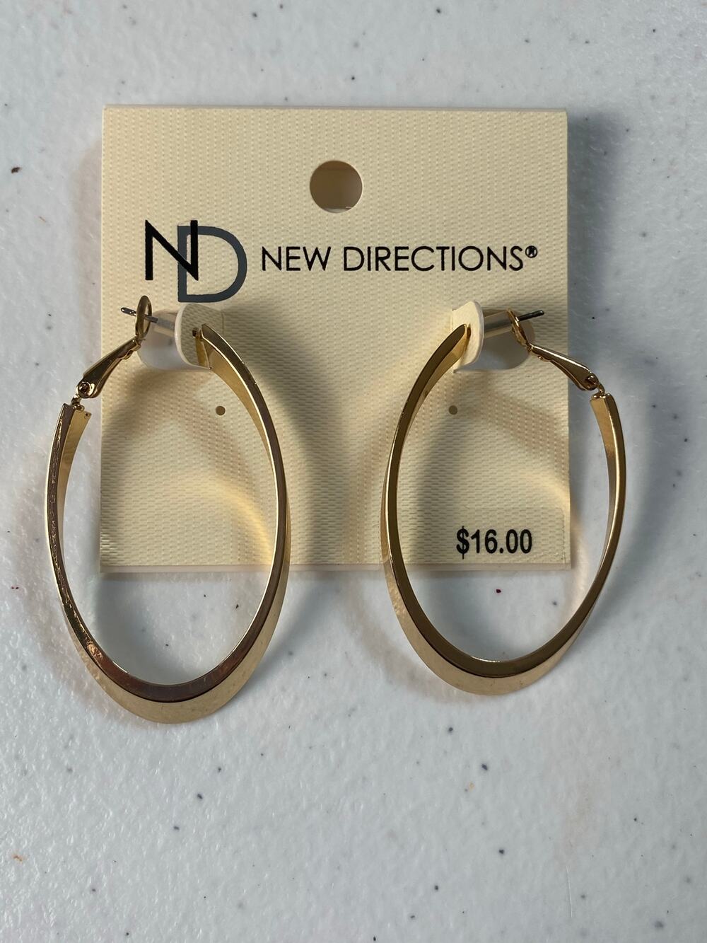 New Directions Gold-Toned Long Hoop Earrings NWT
